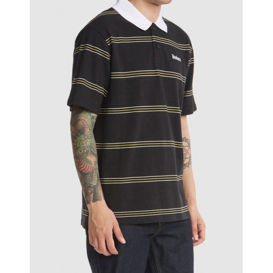Mens Dc Devo Stripe Short Sleeve Polo Shirt ● Sale