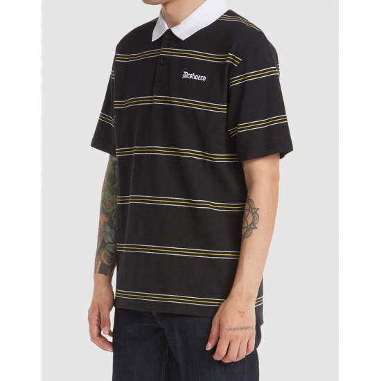 Mens Dc Devo Stripe Short Sleeve Polo Shirt ● Sale